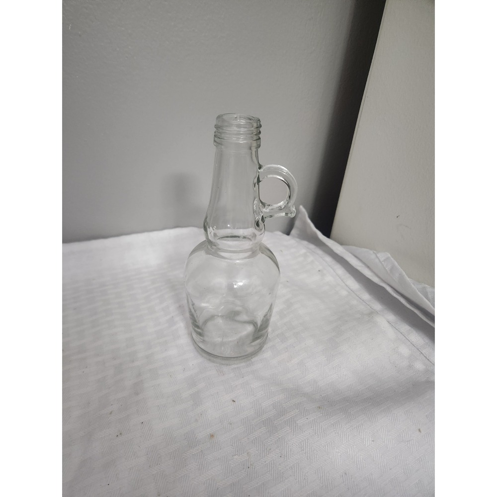 Vintage Clear Glass Cruet Bottle with Finger Loop Handle for Oil and Vinegar